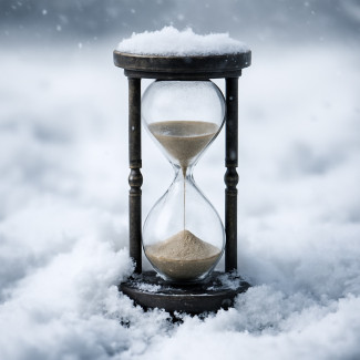 Sanduhr im Schnee