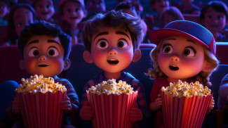 Kinder essen Popcorn im Kion